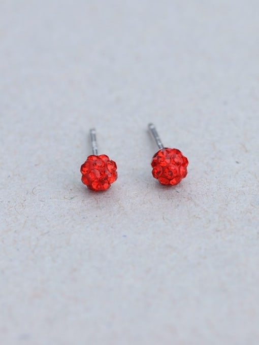Red All-match Round Shaped Zircon stud Earring