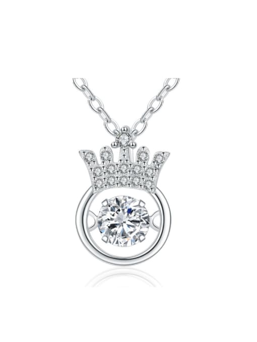 kwan Shining Noble Crown Zircon Silver Necklace 0