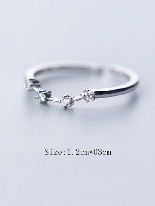 Aries 925 Sterling Silver With Platinum Plated Simplistic Constellation Free size Rings