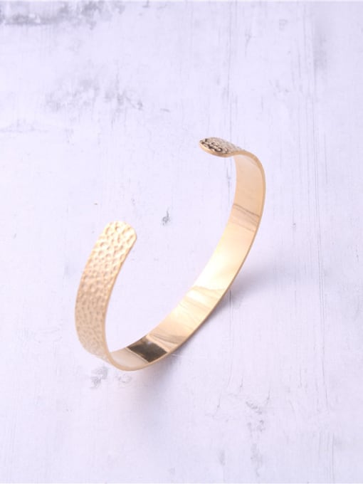 GROSE Titanium With Gold Plated Simplistic Concave Surface  Geometric Bangles 2