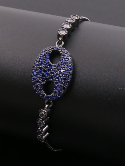 black plated +dark blue Oval Stretch Bracelet