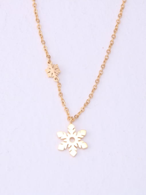 GROSE Titanium With Gold Plated Simplistic Snowflake Necklaces 0