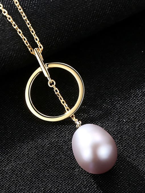 Purple Sterling Silver Natural Pearl Necklace with three colors optional