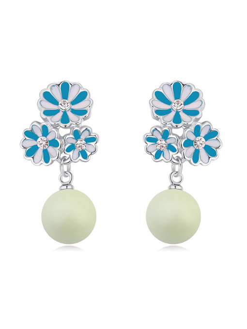 green Fashion Flowers Imitation Pearls Alloy Stud Earrings