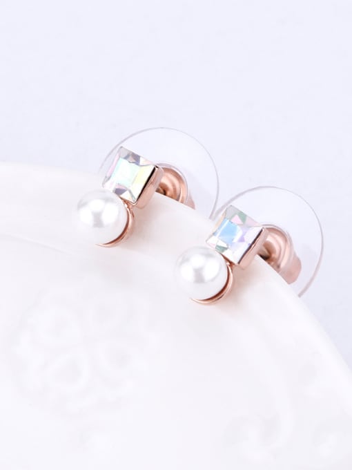 OUXI Temperament Personality Simple Style Women Pearl stud Earring 1
