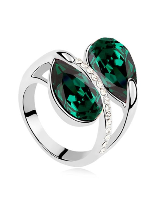 Green Exaggerated Water Drop austrian Crystals Alloy Ring