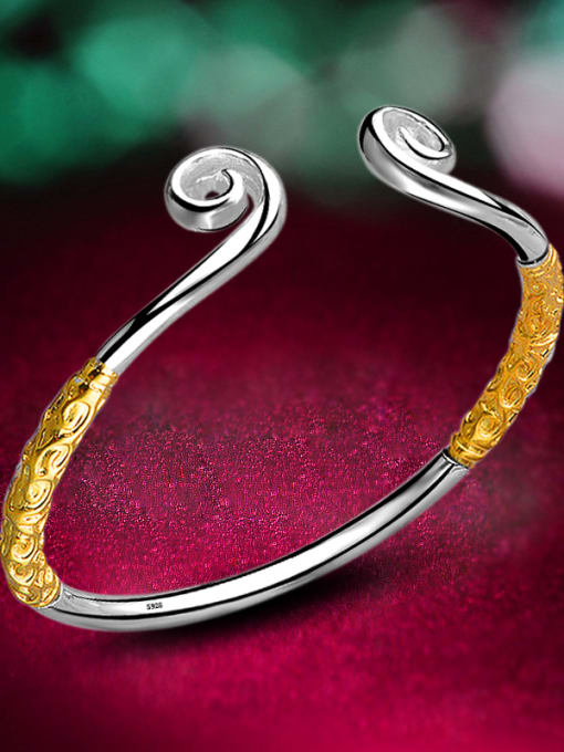 Gold Color Of Silver Retro Style Fashionable Classical Opening Bangle
