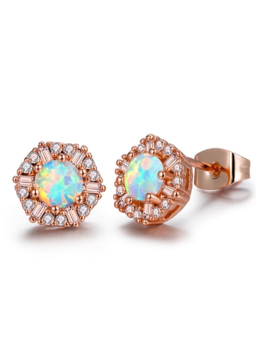 UNIENO Rose Gold White Gold Plated Simple Style Stud Earrings 0