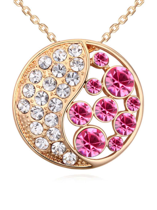 pink Fashion Cubic austrian Crystals Round Pendant Alloy Necklace