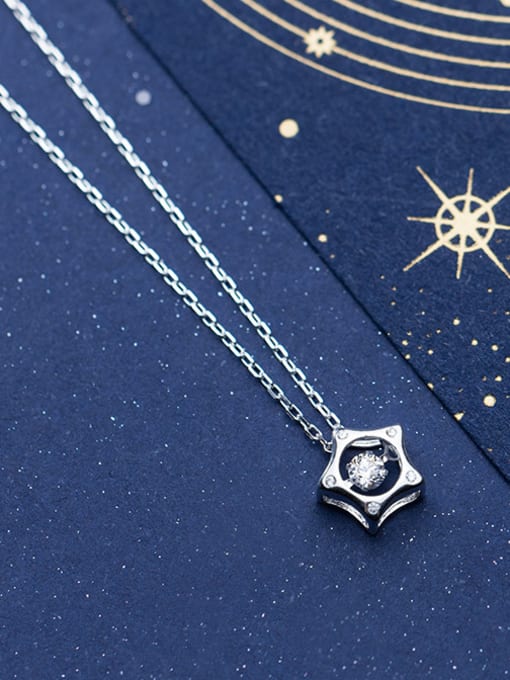 Rosh 925 Sterling Silver With Silver Plated Personality Hollow Star Necklaces 3