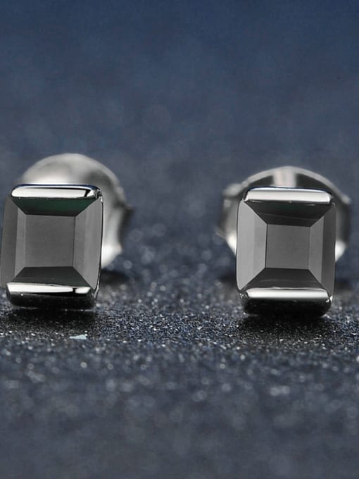 ZK Simple Square Black Agate Stud Earrings 1