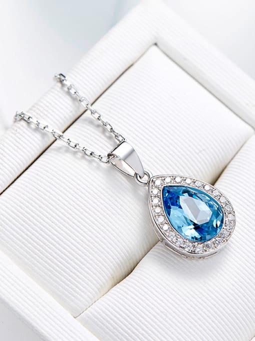 blue S925 Silver Water-shaped Necklace