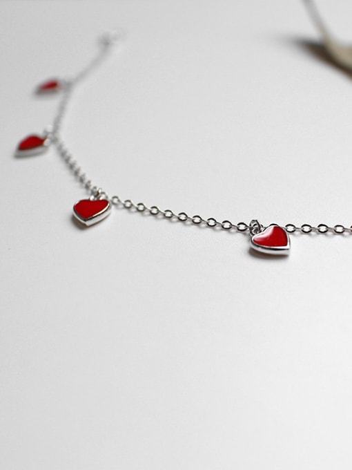DAKA Fashion Little Red Hearts Silver Women Bracelet 2