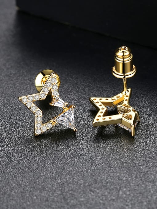 BLING SU Copper inlay AAA zircon triangles starry stud earrings 2