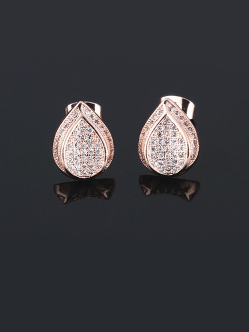 Rose Gold Water Drop AAA Zircon  stud Earring