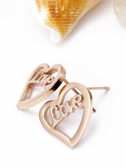 JINDING Heart Shaped Titanium Steel Rose Gold Anti Allergy stud Earring 2