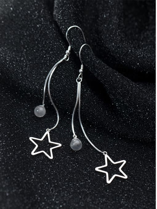 Rosh 925 Sterling Silver With Platinum Plated Personality Pentagram  Hook Earrings 4