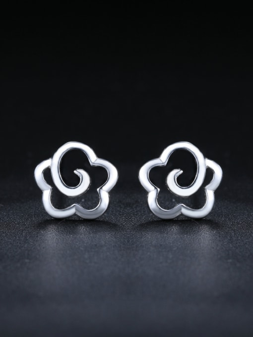 ZK Simple 925 Sterling Silver Hollow Flower Stud Earrings 0