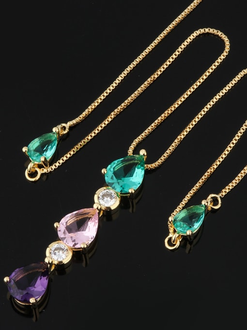 gold Copper With Glass stone Fashion Water Drop Necklaces