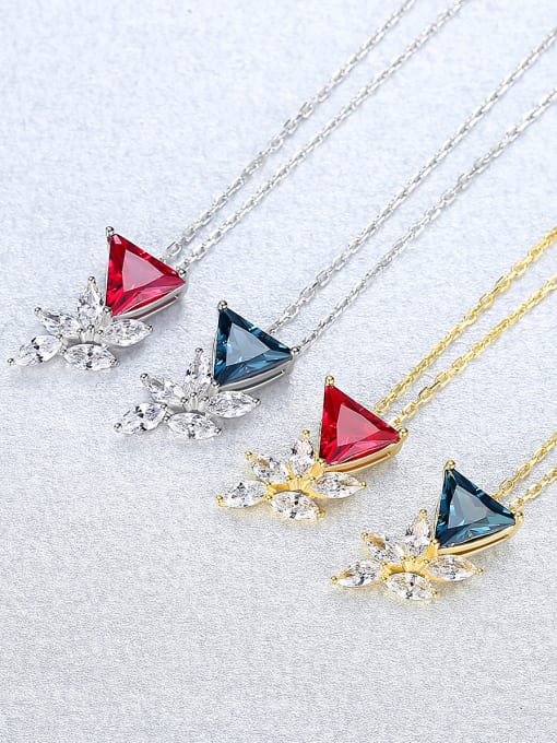 CCUI 925 Sterling Silver With Gold Plated Personality Triangle Necklaces 2