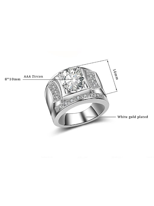 KENYON Exaggerated White AAA Zirconias Platinum Plated Copper Ring 3