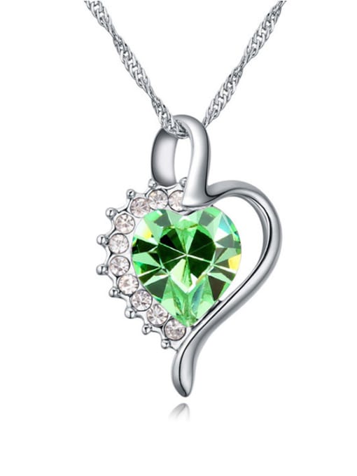 green Fashion Heart austrian Crystals Pendant Alloy Necklace