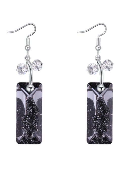 QIANZI Personalized Rectangular austrian Crystals Alloy Earrings 2