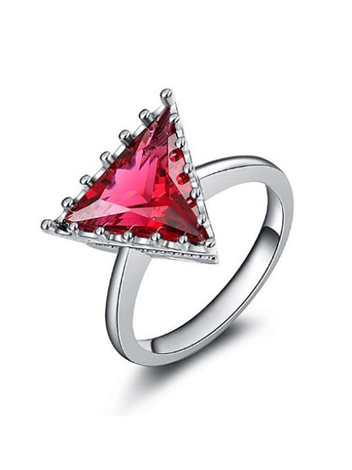 Red Simple Triangle AAA Zircon Copper Ring