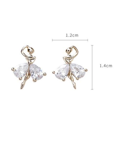 Girlhood Alloy With Gold Plated Simplistic Angel Stud Earrings 3