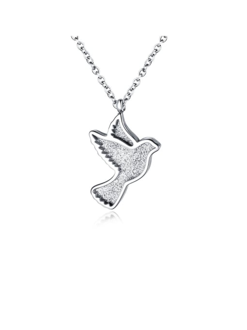 Steel color Titanium With Rose Gold Plated Simplistic Insect Little Bird Necklaces