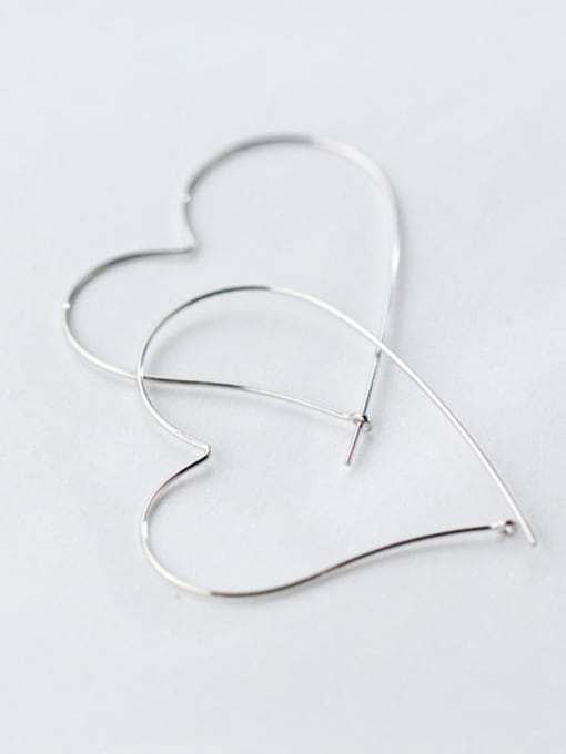 Rosh S925 silver exaggerate heart shape hook earring 0