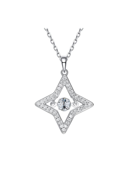 CEIDAI Simple Four-pointed Star Cubic Zircon Necklace 0