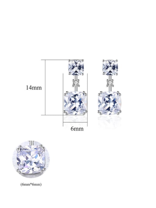 CCUI 925 Sterling Silver With Cubic Zirconia Delicate Square Stud Earrings 4