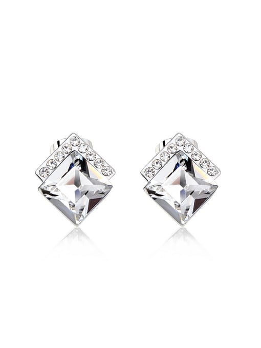 OUXI 18K White Gold Austria Crystal Square-shaped stud Earring 3