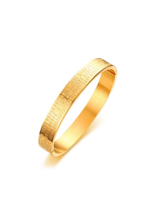 Golden Exquisite Gold Plated Geometric Shaped Titanium Bangle