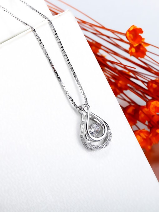 OUXI Fashion Water Drop shaped Zircon Necklace 1