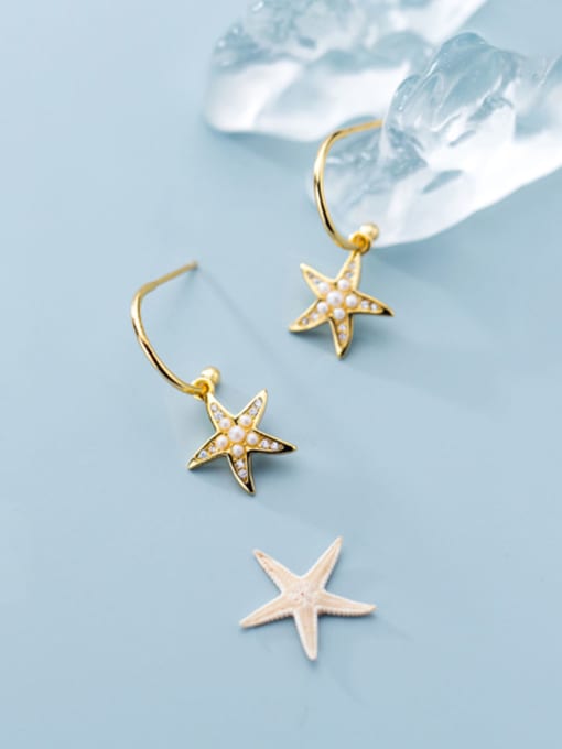 Rosh 925 Sterling Silver With Gold Plated Simplistic Star Hook Earrings 2