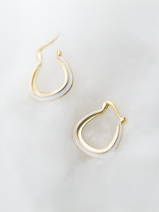 Rosh 925 Sterling Silver With 18k Gold Plated Simplistic Hollow U-shaped Clip On Earrings 2