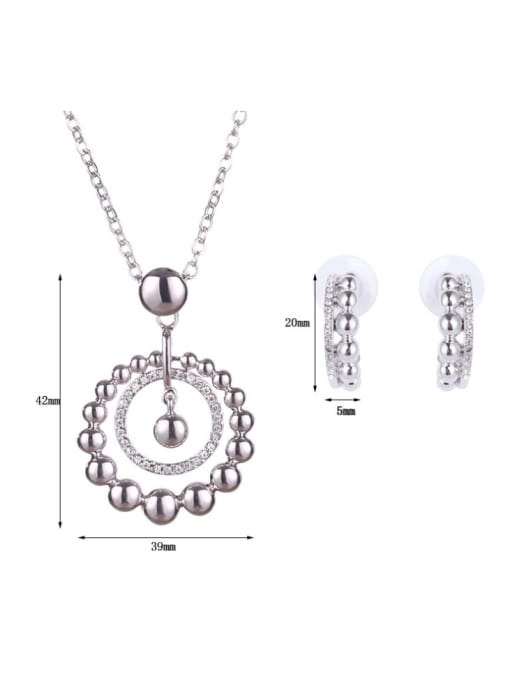 BESTIE Alloy White Gold Plated Fashion Rhinestones Round Two Pieces Jewelry Set 3