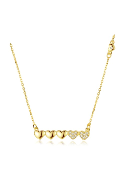 18K-Gold Pure silver 18K-gold plated heart mirco-inlay AAA Zricon Necklace
