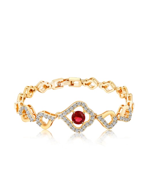 Red Copper Alloy 18k Gold Plated Fashion Zircon Bracelet