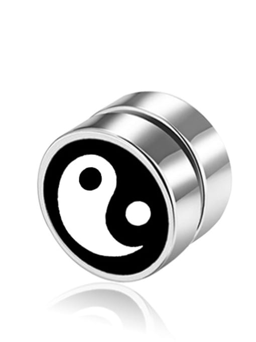 Tai Chi black face Stainless Steel With Simplistic Round Stud Earrings