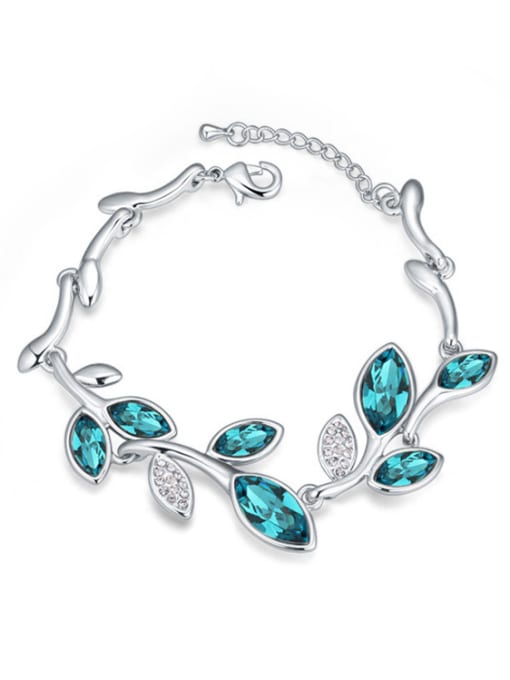 blue Fashion Leaves austrian Crystals Alloy Bracelet