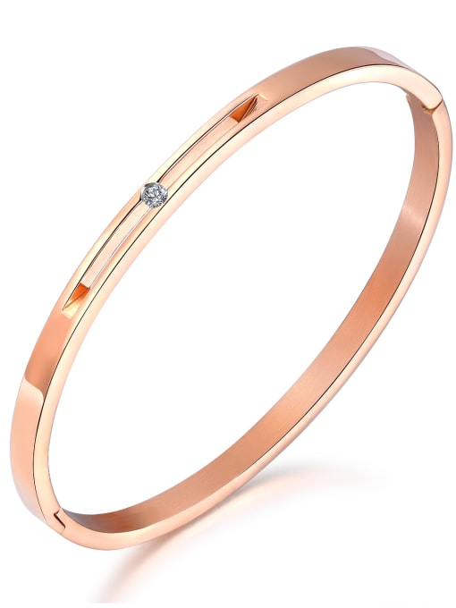 rose gold Stainless Steel With Zirconia in minimalist style Bangles