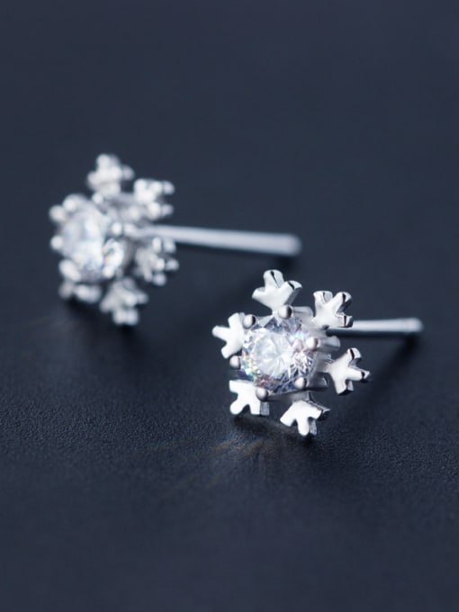 Rosh 925 Sterling Silver With Platinum Plated Simplistic Snowflake Stud Earrings 3