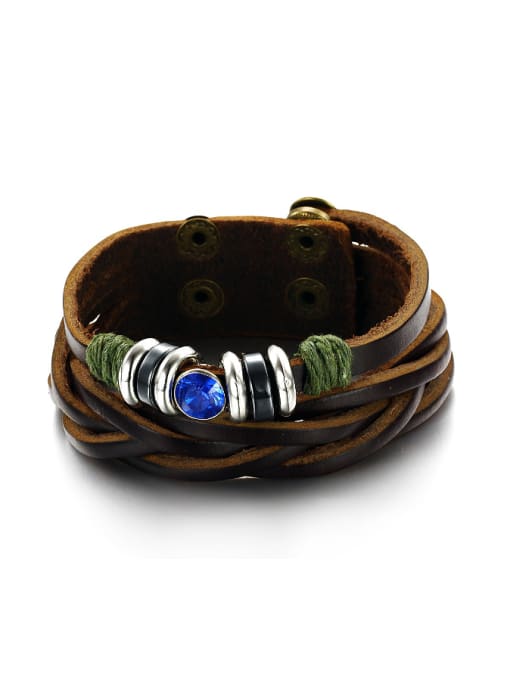 Open Sky Retro style Multi-band PU Adjustable Men Bracelet