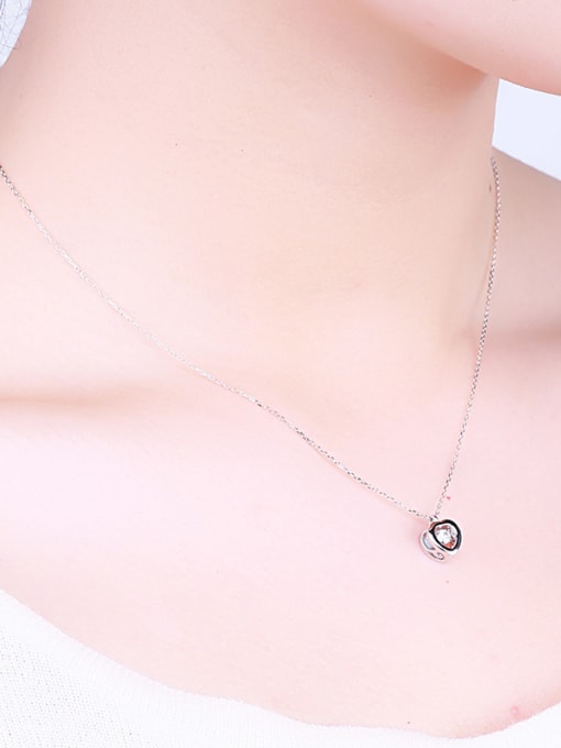 One Silver Heart Zircon necklace 1