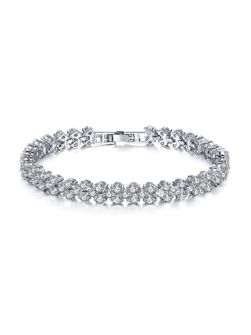 silvery Fashion Cubic White Zirconias Copper Bracelet