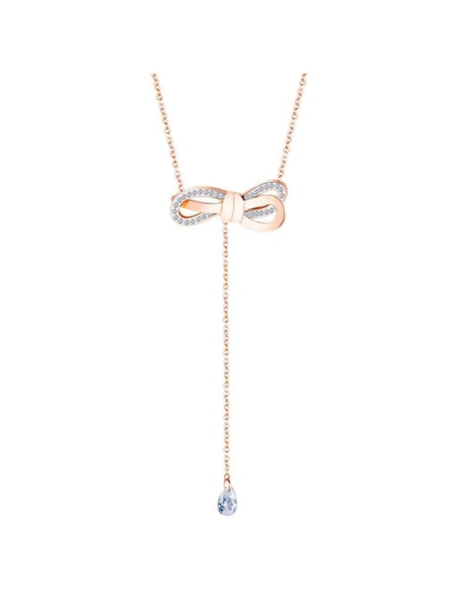 Open Sky Titanium With Rose Gold Plated Simplistic Bowknot Necklaces 0