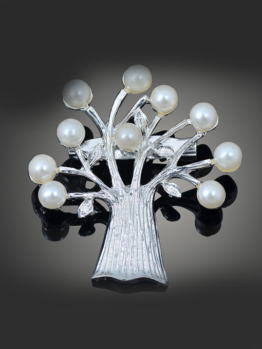 Wei Jia Personalized Artificial Pearls Tree Alloy Brooch 0
